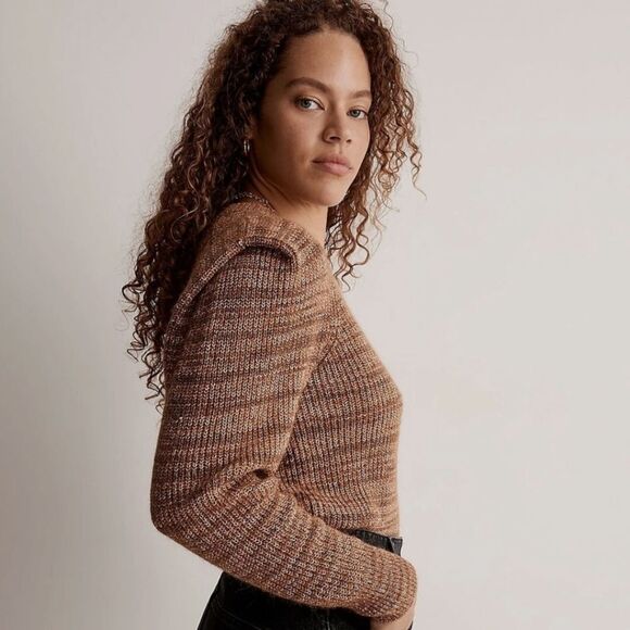 Madewell Brown Space-Dyed Prentess Wool Alpaca Blend Sweater - Size Small - Picture 2 of 14